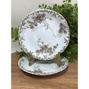 Antique Alfred Meakin England 1891 Brown Transferware Hanwell Saucer Plate 6 In